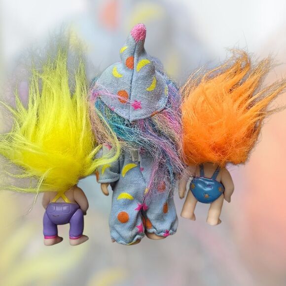 Applause 1992 Vintage Magic Troll Dolls Baby Figures Lot of 3 Retro Lucky - Picture 2 of 3